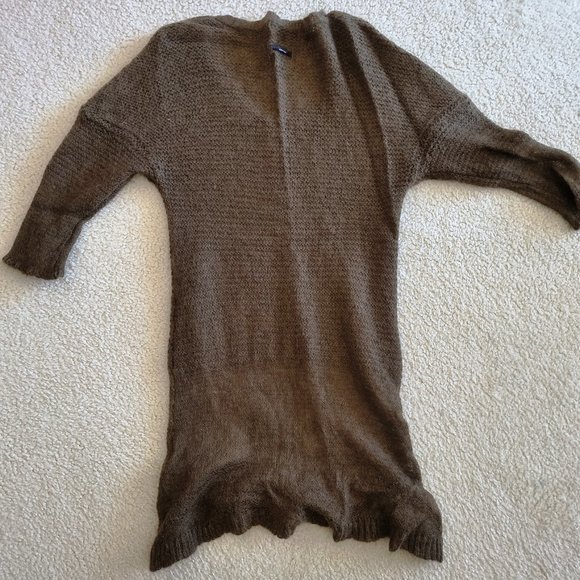 Cotélac Mohair Sweater Dress Tunic with Scoop Neck Olive Size 4 (US 12) - Picture 3 of 12